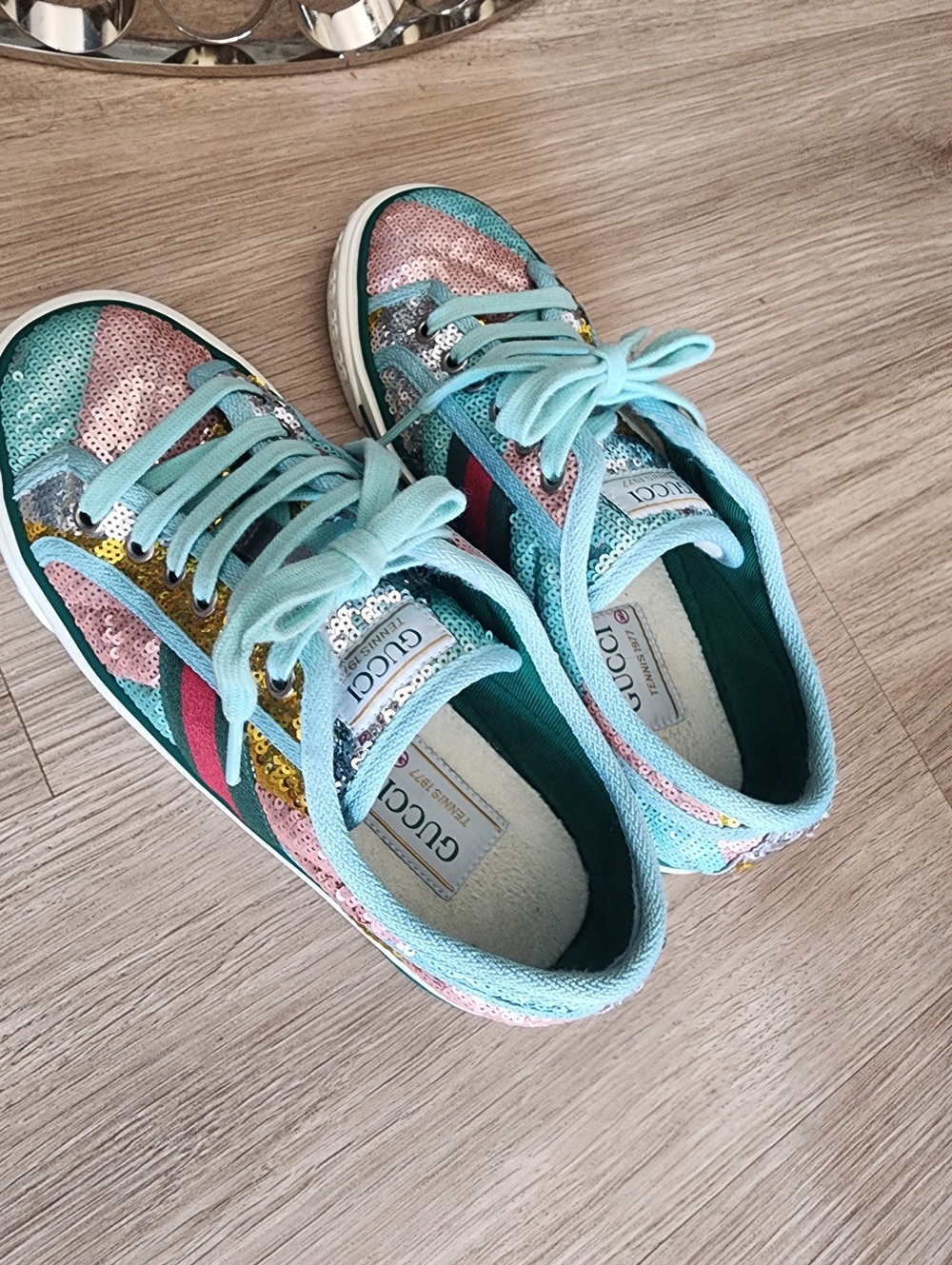 Authentic Gucci Sequined Low-Top Sneakers Shoes